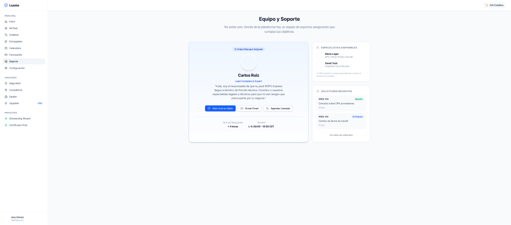 Equipo y soporte — crm