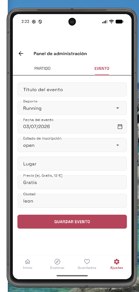 Administrar evento — grada