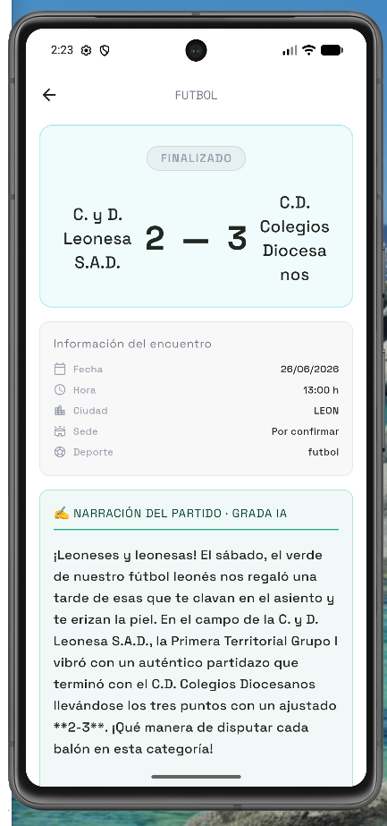 Detalle del partido — grada