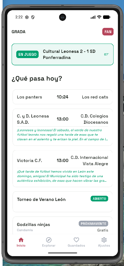 Agenda deportiva — grada